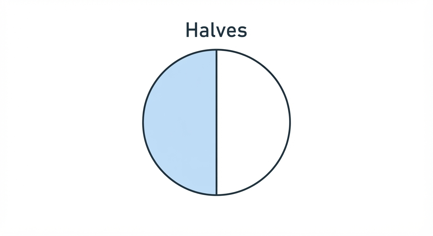 Partition objects into equal parts and name the parts, including halves, fourths, and eighths, using words video lesson thumbnail