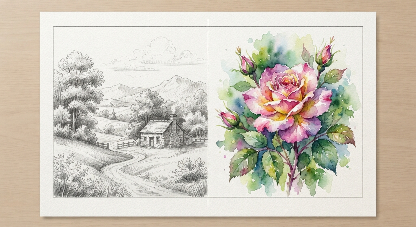 Produce artworks, including drawings, paintings, prints, sculptures/modeled forms, ceramics, fiber art, photographic imagery, and digital art and media, using a variety of video lesson thumbnail