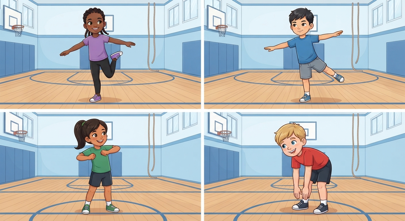 Movement patterns and movement skills--non-locomotor skills. The physically literate student demonstrates competency in fundamental movement patterns and developmentally appropriate non-locomotor skills video lesson thumbnail