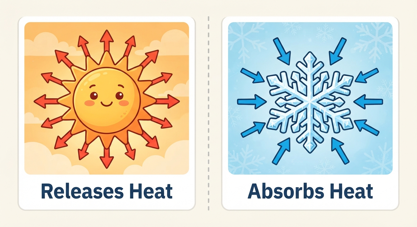 Releases or absorbs thermal energy by chemical processes video lesson thumbnail