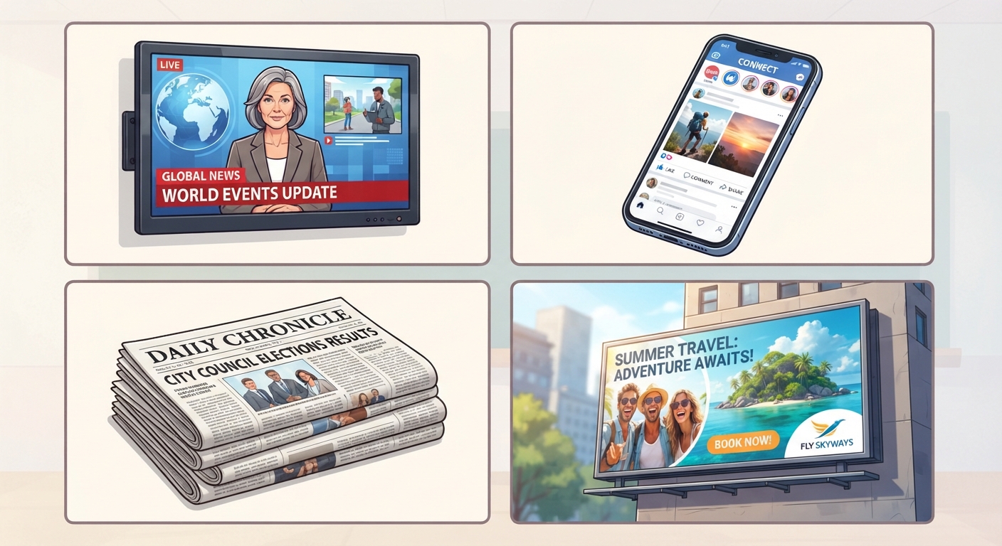 Demonstrate how media such as television, Internet, newspapers, and advertisements represent selected cultural similarities and differences video lesson thumbnail