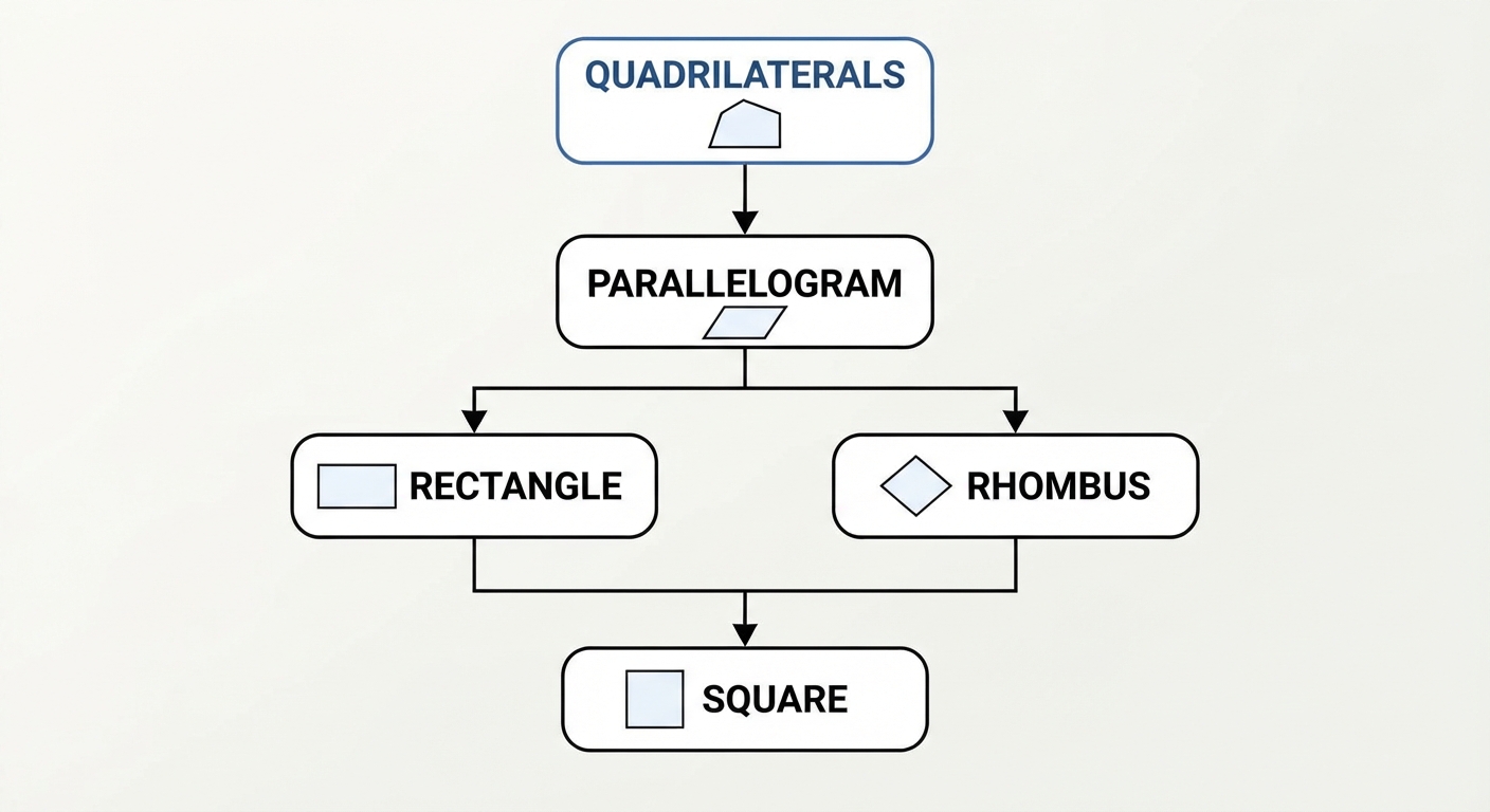 Prove a quadrilateral is a parallelogram, rectangle, square, or rhombus using opposite sides, opposite angles, or diagonals and apply these relationships to solve problems video lesson thumbnail