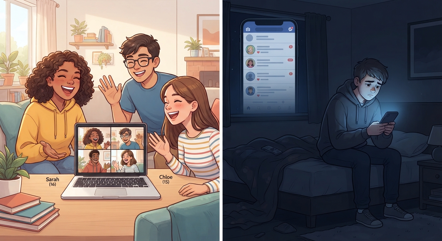 Evaluate the impact of the use of technology on social and emotional health video lesson thumbnail